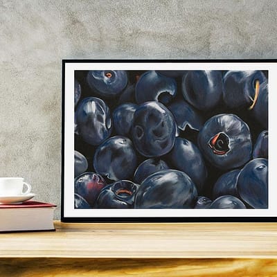 Maleri af blåbær til hjemmet - Heidi Berthelsen