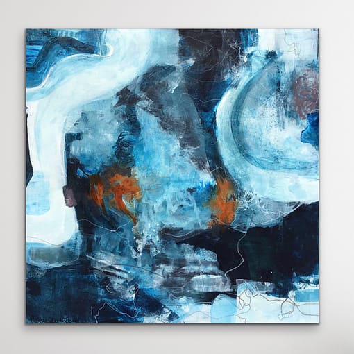 Abstrakt maleri "Ild dansen på isen" 30x30