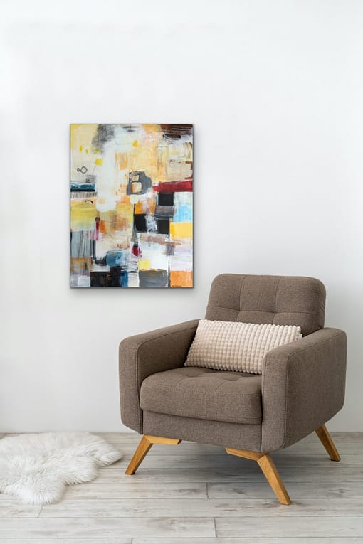 Abstrakt maleri "Krøllede tanker" 60x80
